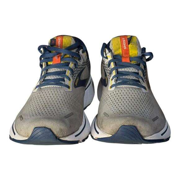 Brooks Ghost 14 Men’s Size 10.5 Gray Navy Yellow Running Shoes Cushioned Neutral - Picture 2 of 9